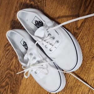 White vans with shimmery laces